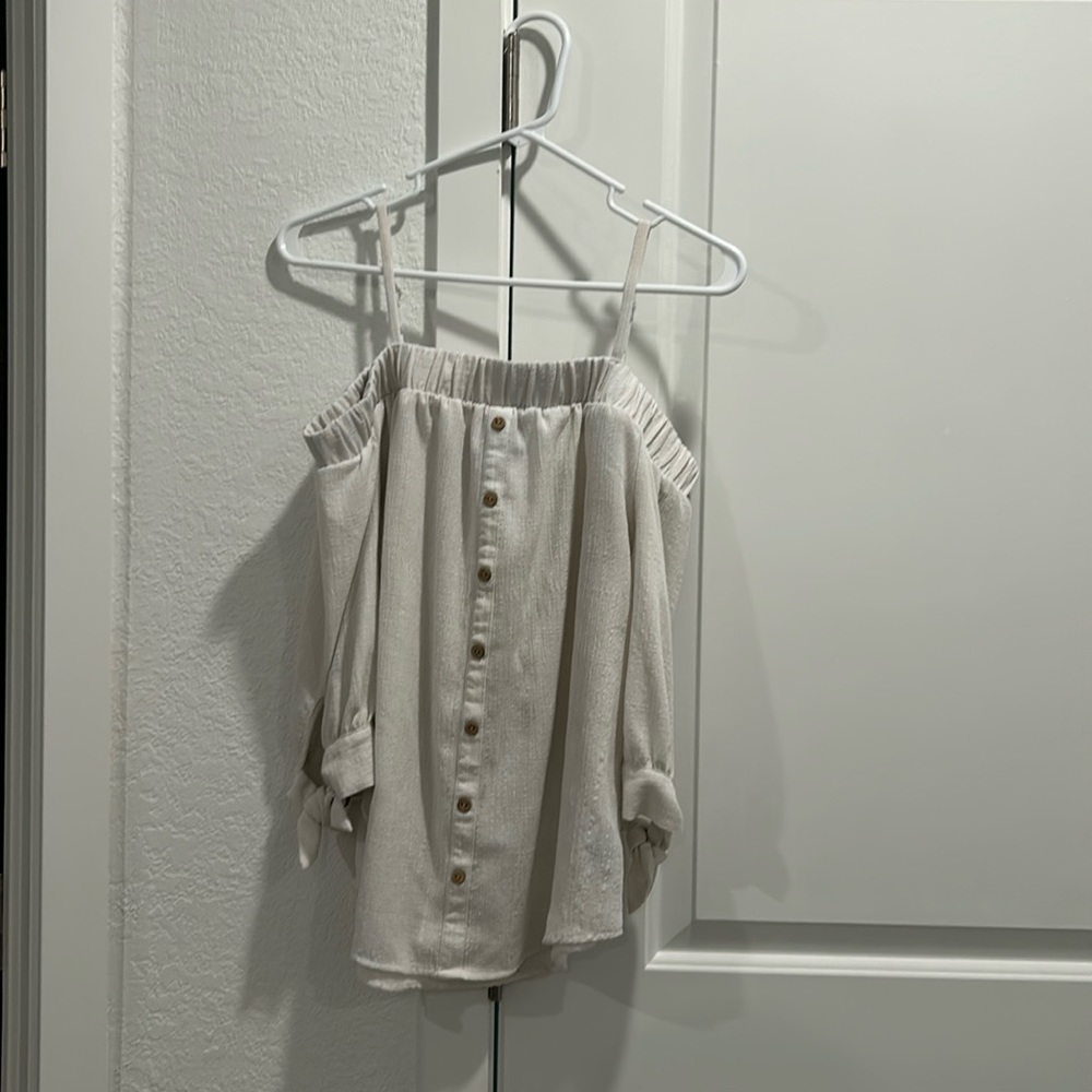 White womens top, off the shoulder